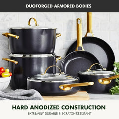 Cookware Set, 10 Piece Hard Anodized Healthy Ceramic