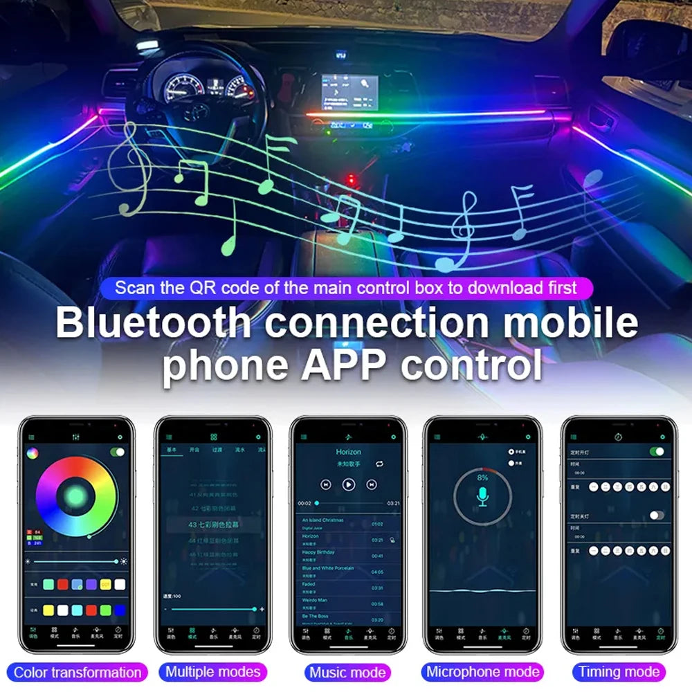 22 In 1 RGB Car Ambient Streamer Ambient Light Rainbow