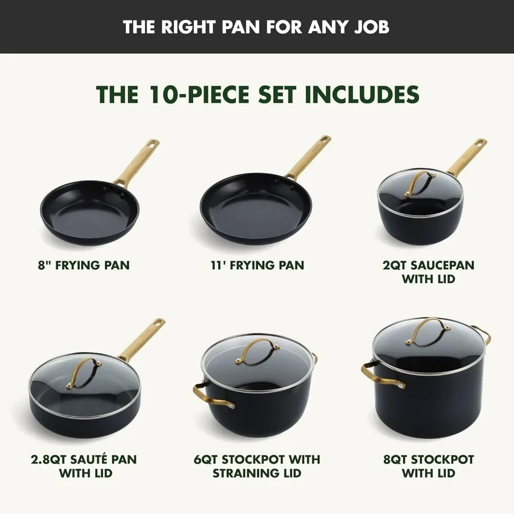 Cookware Set, 10 Piece Hard Anodized Healthy Ceramic